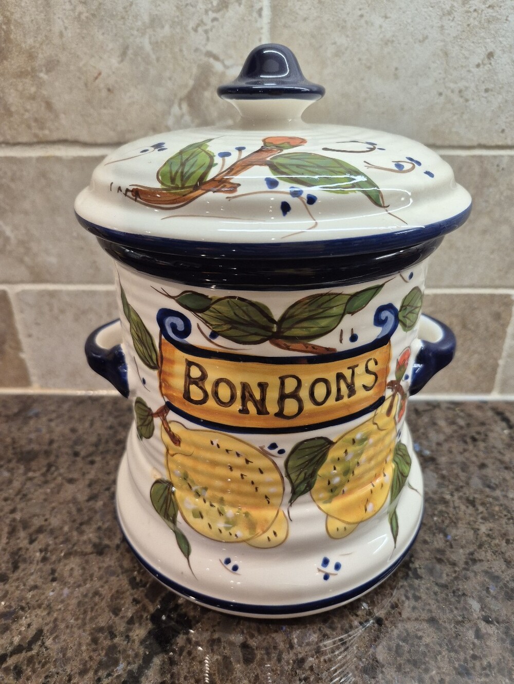 Vintage Chino Ceramic Hand Painted Cookie Jar with Lid Kitchen Canister